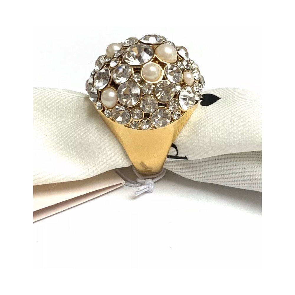 NWT Kate Spade ♠️ PICK A PEARL 12-K Gold Plated Glass Stones/ Pearls Ring-Sz.7 - Picture 8 of 12